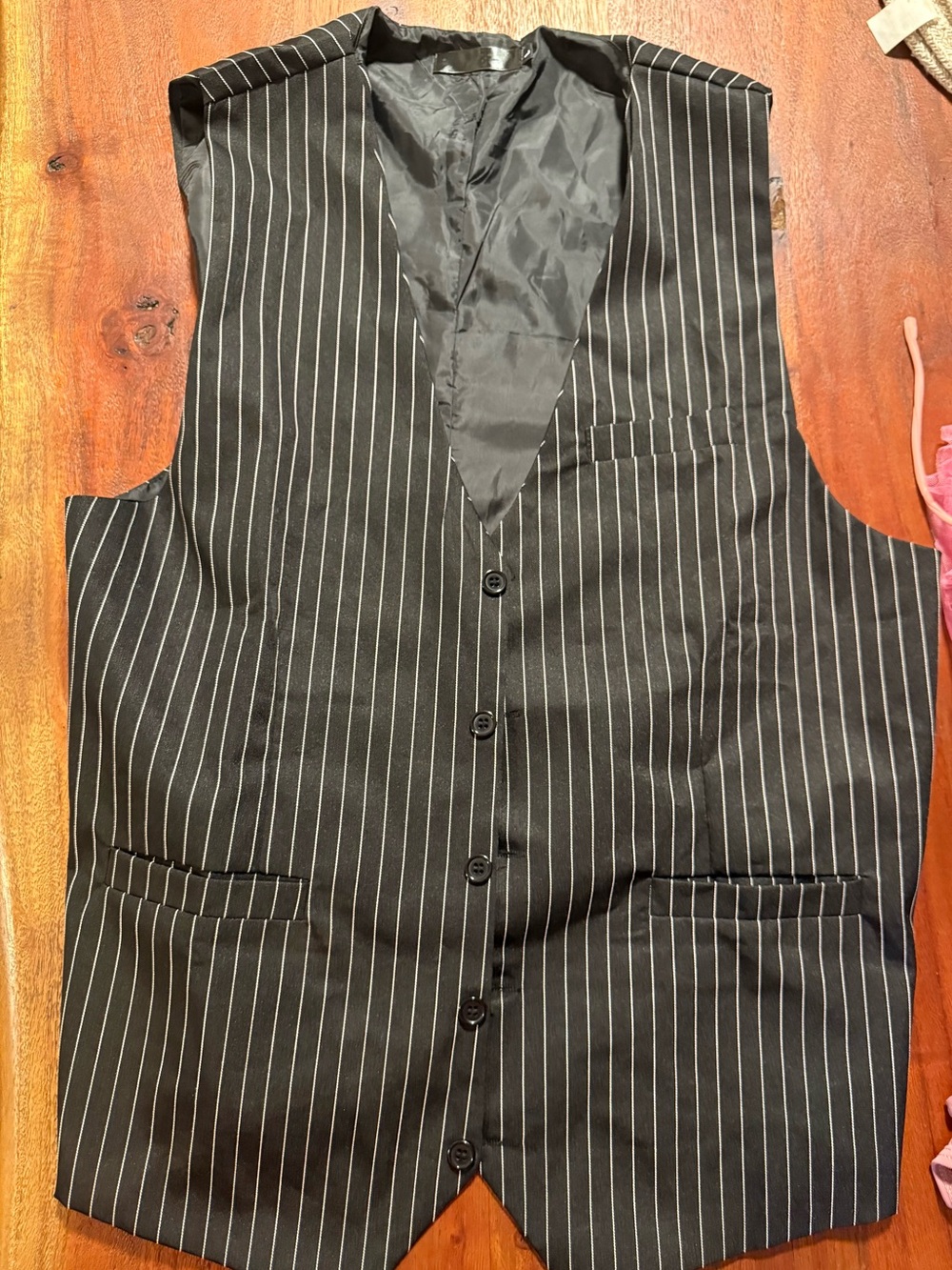 Black Pinstripe Men's Dress Vest - Classic Formal Waistcoat